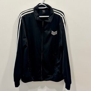 Range Mens Track Jacket‎ XL Black Full Zip White Stripe Athletic Streetwear Coat